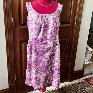Talbots  Dress  Sleeveless scoopneck NWOT Floral   Violet Gray  cotton   Size 16